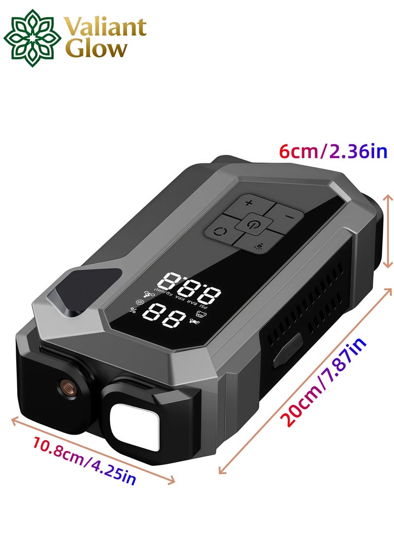 Valiant Glow Emergency Jump Starter Tire Inflator (6000A) | 8000mAh High-Capacity Battery | Dual USB Outputs | Supports 10L Gasoline/8L Diesel Vehicles | 150PSI Fast Inflator | 10-Fold Safety Protection System | LED 3-in-1 Emergency Lighting - Image 2